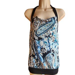 Sexy Vintage B. Works Blue and Black Halter Top Size S Made in USA